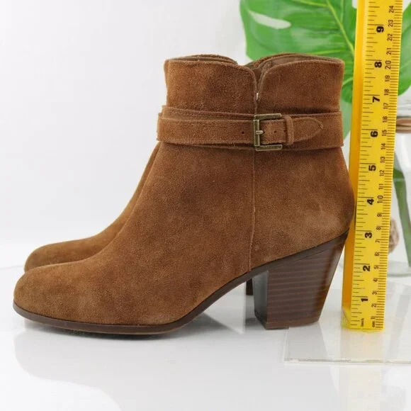 Sam Edelman Womens Lynne Boot Size 10 Camel Suede  Block Heel Ankle Strap Boho - Picture 7 of 12